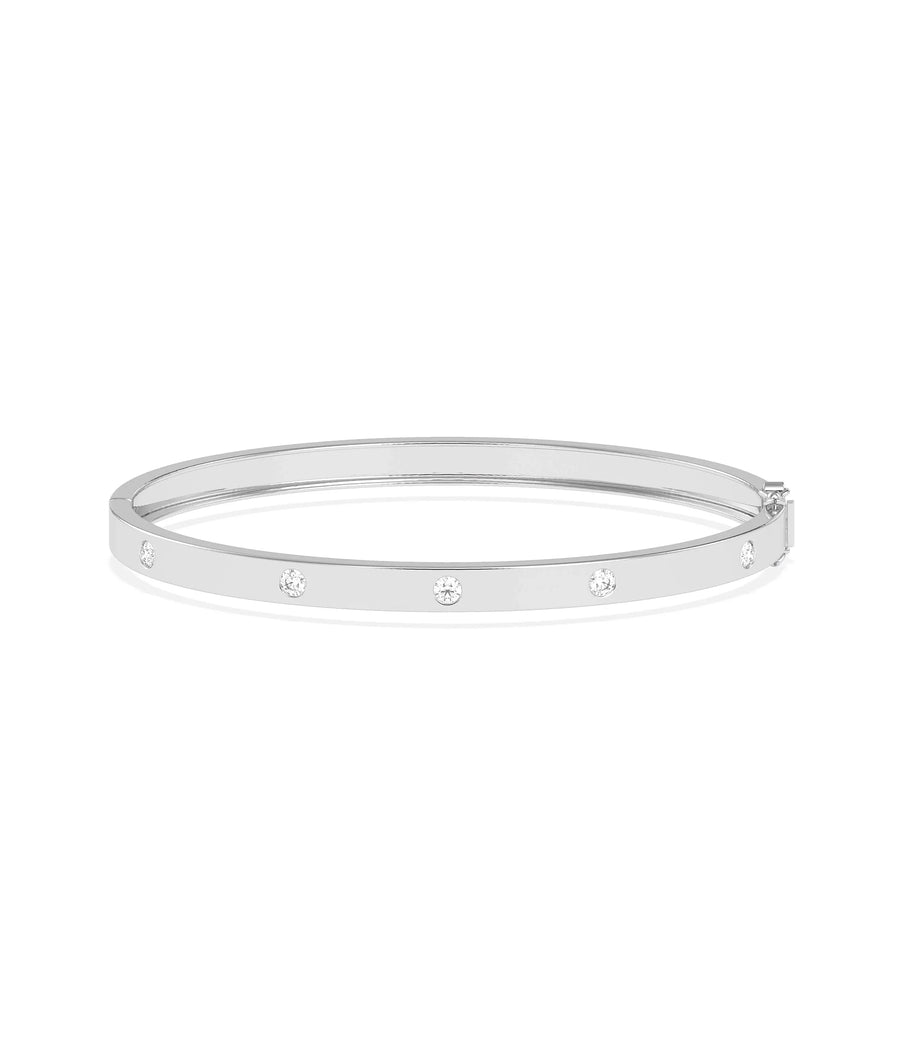 Diamond Station Bangle - 79e | Everyday 14K Gold Jewelry