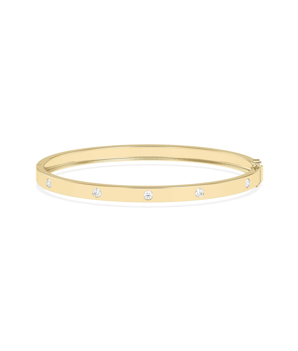 Diamond Station Bangle - 79e | Everyday 14K Gold Jewelry