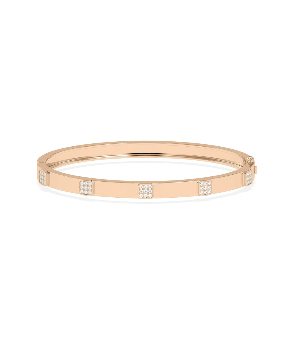 Diamond Pave Station Bangle - 79e | Everyday 14K Gold Jewelry