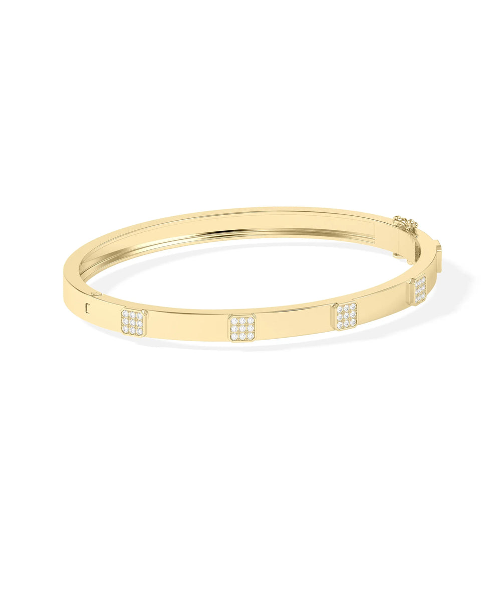Diamond Pave Station Bangle - 79e | Everyday 14K Gold Jewelry