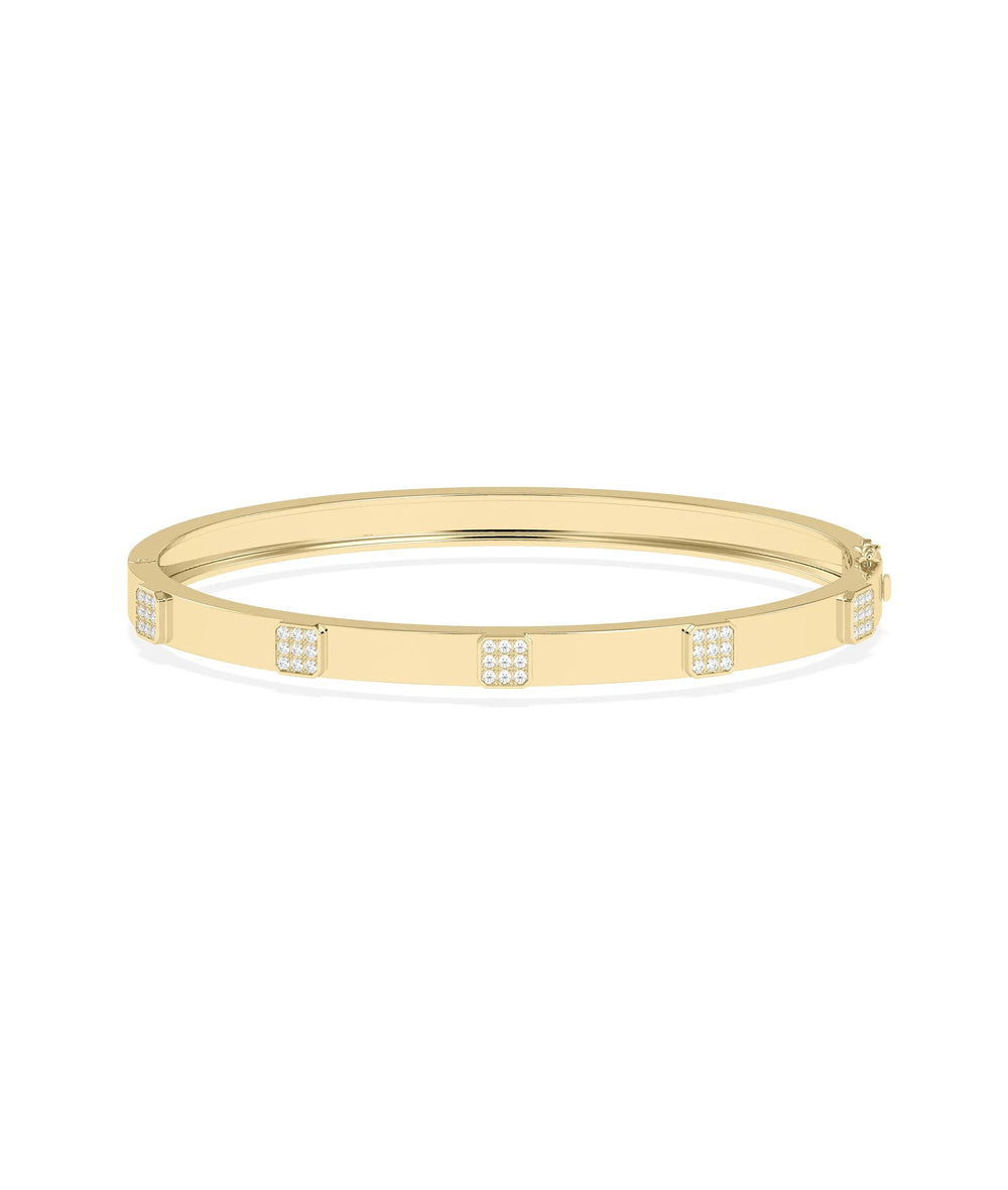Diamond Pave Station Bangle - 79e | Everyday 14K Gold Jewelry