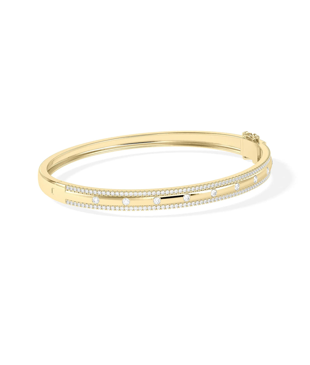 Diamond Station Bangle - 79e | Everyday 14K Gold Jewelry