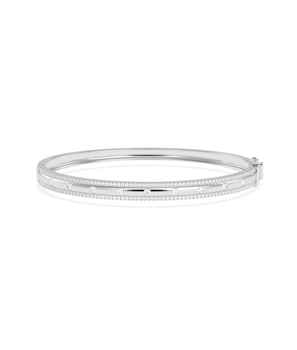 Diamond Station Bangle - 79e | Everyday 14K Gold Jewelry