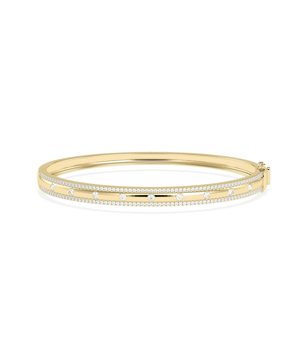 Diamond Station Bangle - 79e | Everyday 14K Gold Jewelry