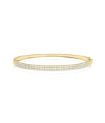 3 Row Flat Diamond Pave Bangle - 79e | Everyday 14K Gold Jewelry
