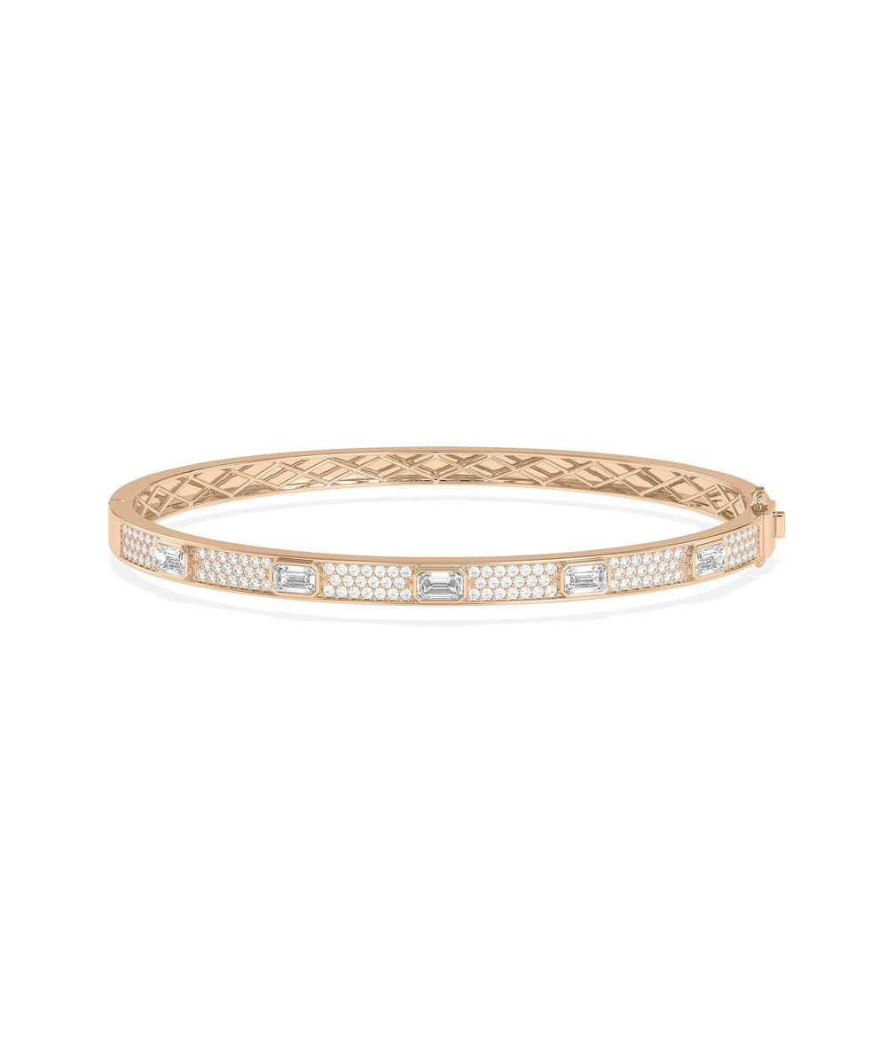 Diamond Pave Station Bangle - 79e | Everyday 14K Gold Jewelry