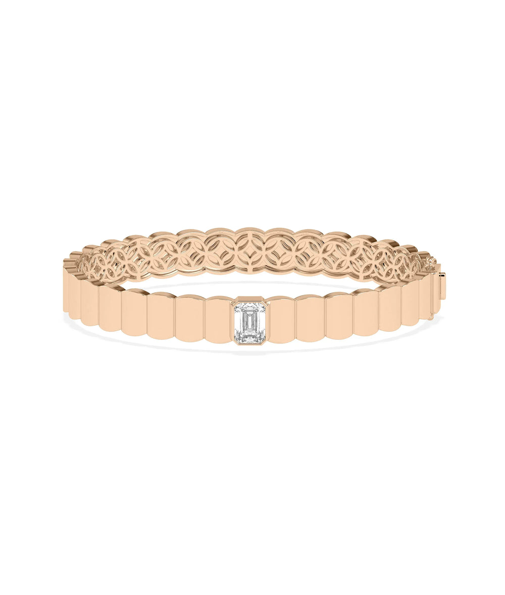 Solitaire Lab Diamond Gold Bangle - 79e | Everyday 14K Gold Jewelry