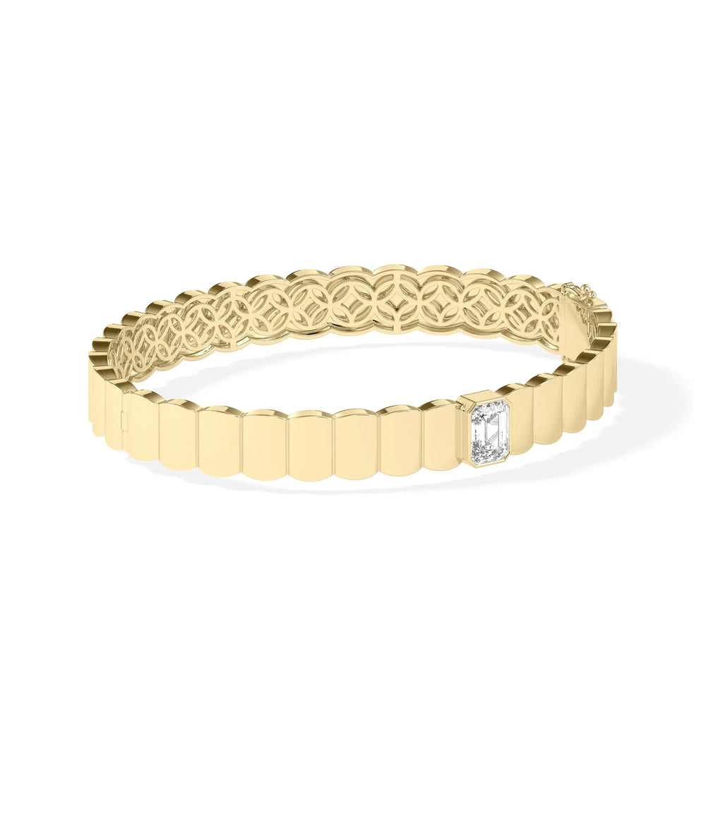 Solitaire Lab Diamond Gold Bangle - 79e | Everyday 14K Gold Jewelry
