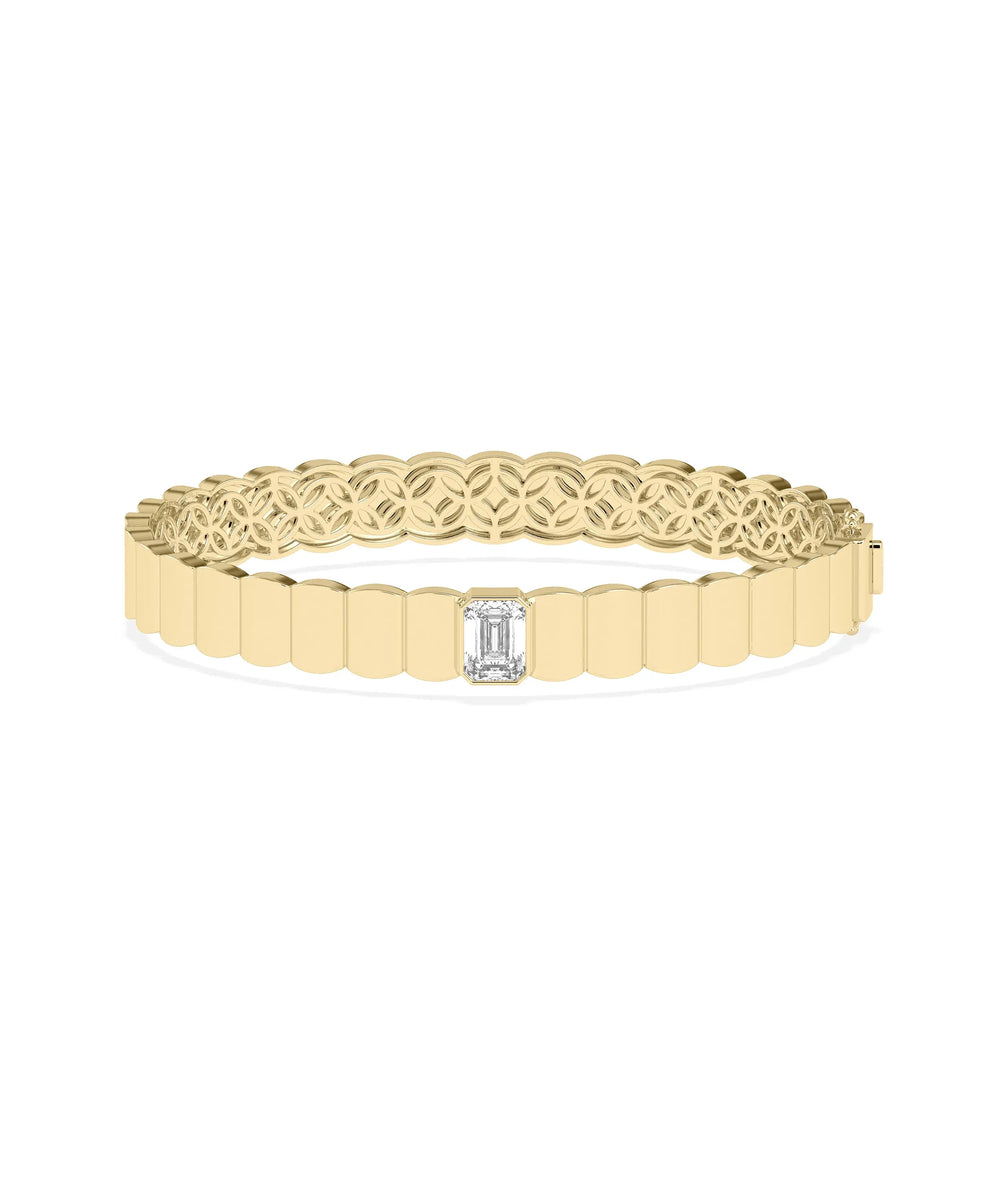 Solitaire Lab Diamond Gold Bangle - 79e | Everyday 14K Gold Jewelry