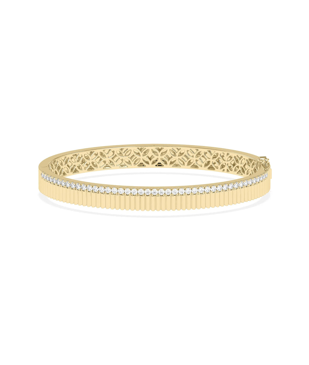 Diamond Fluted Bangle - 79e | Everyday 14K Gold Jewelry
