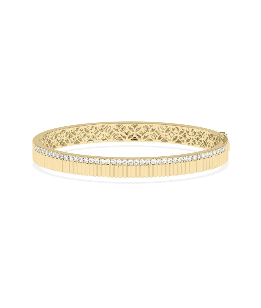 Diamond Fluted Bangle - 79e | Everyday 14K Gold Jewelry