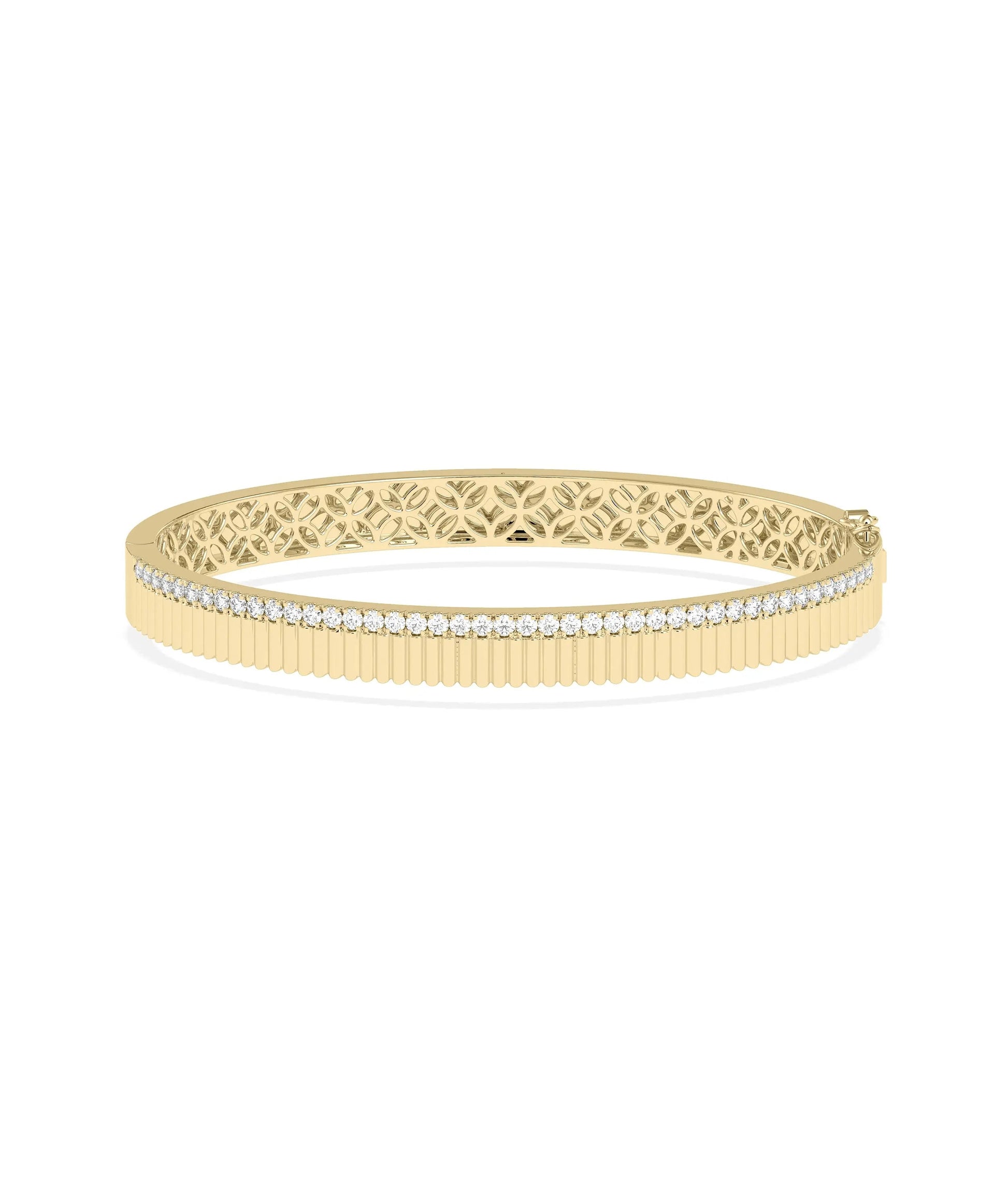Diamond Fluted Bangle - 79e | Everyday 14K Gold Jewelry