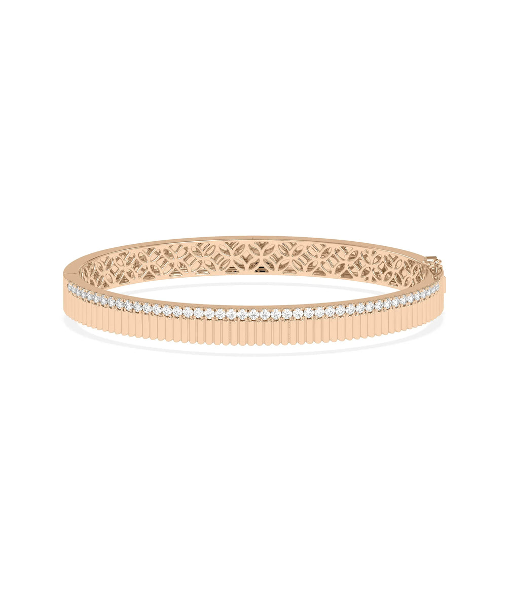 Diamond Fluted Bangle - 79e | Everyday 14K Gold Jewelry