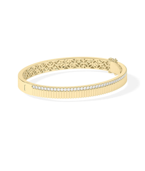 Diamond Fluted Bangle - 79e | Everyday 14K Gold Jewelry alternate view