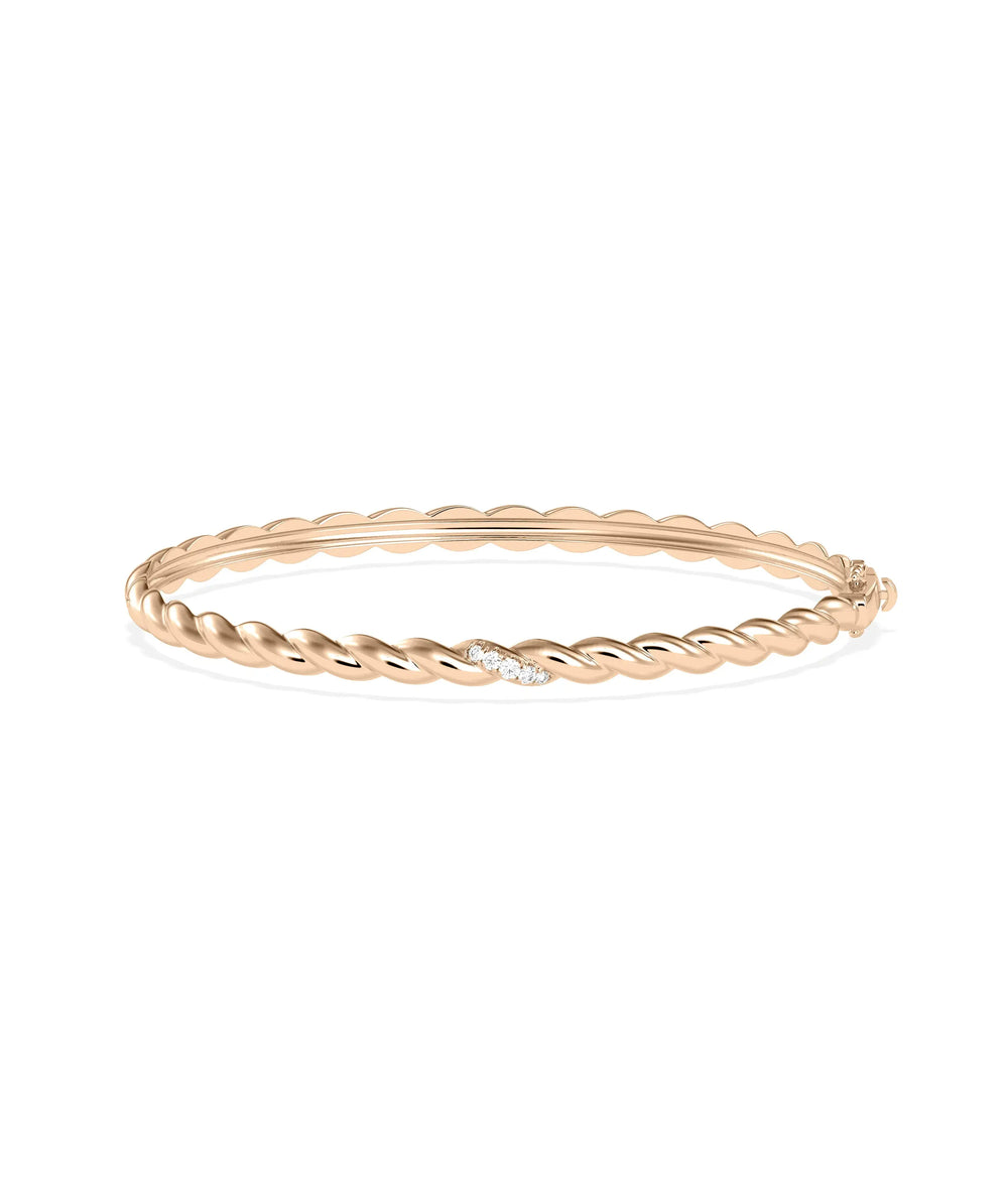 Natural Diamond Twist Bangle - 79e | Everyday 14K Gold Jewelry