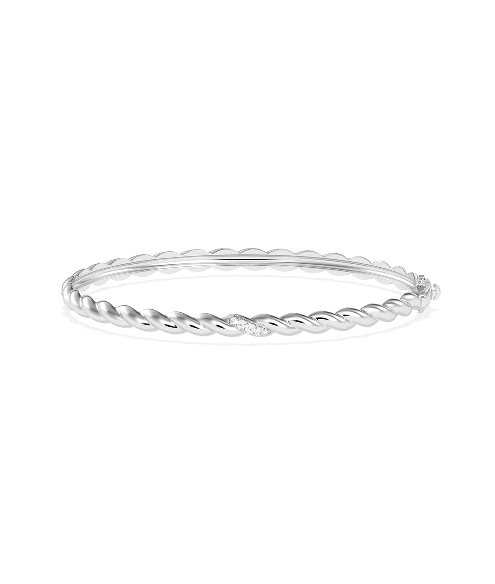Natural Diamond Twist Bangle - 79e | Everyday 14K Gold Jewelry