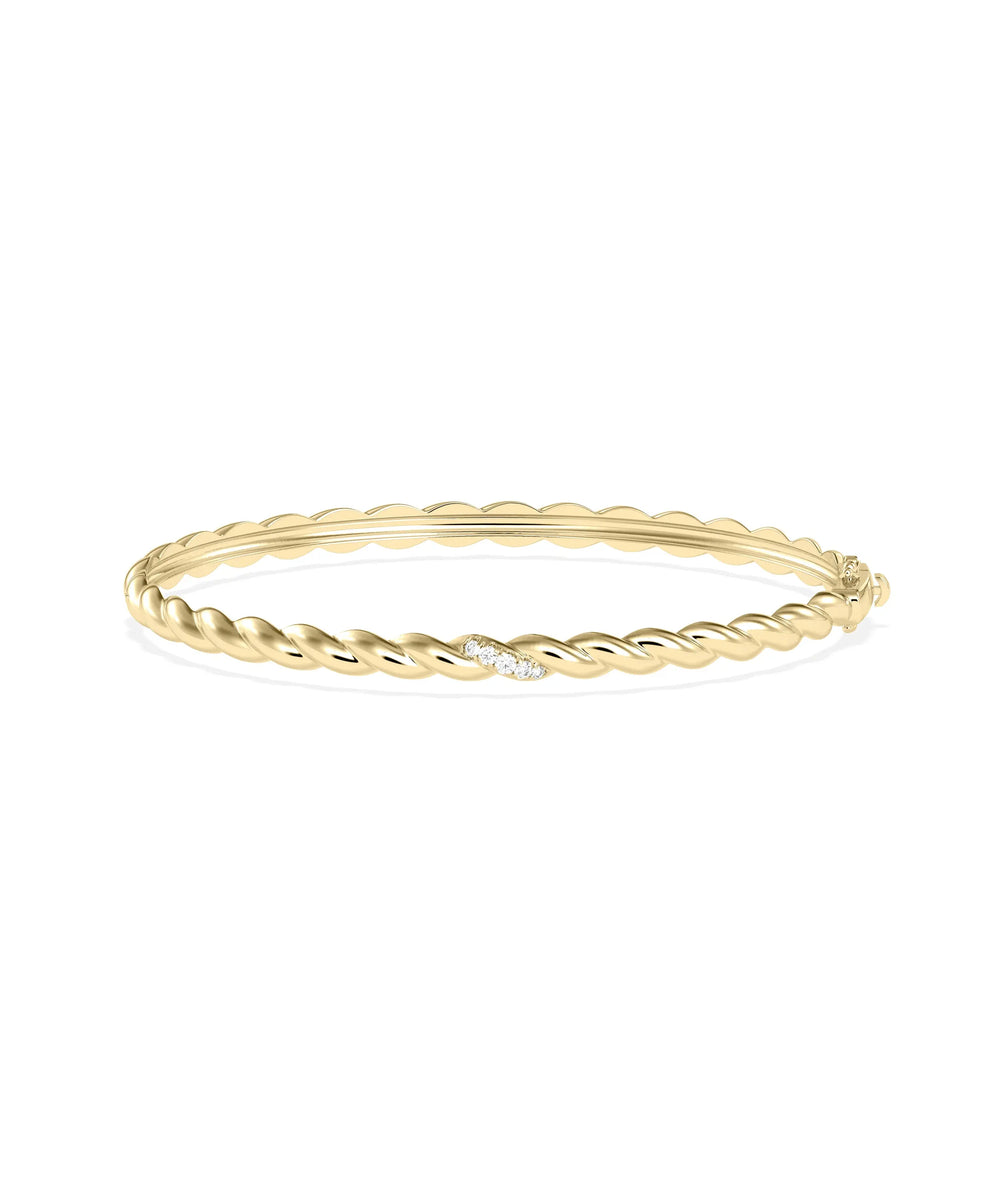 Natural Diamond Twist Bangle - 79e | Everyday 14K Gold Jewelry