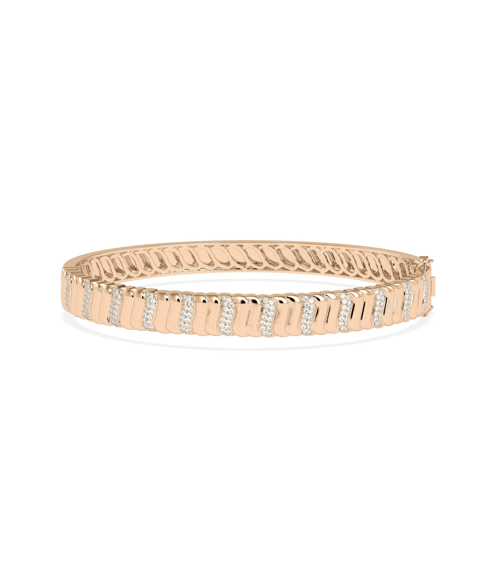 S Diamond Fluted Bangle - 79e | Everyday 14K Gold Jewelry