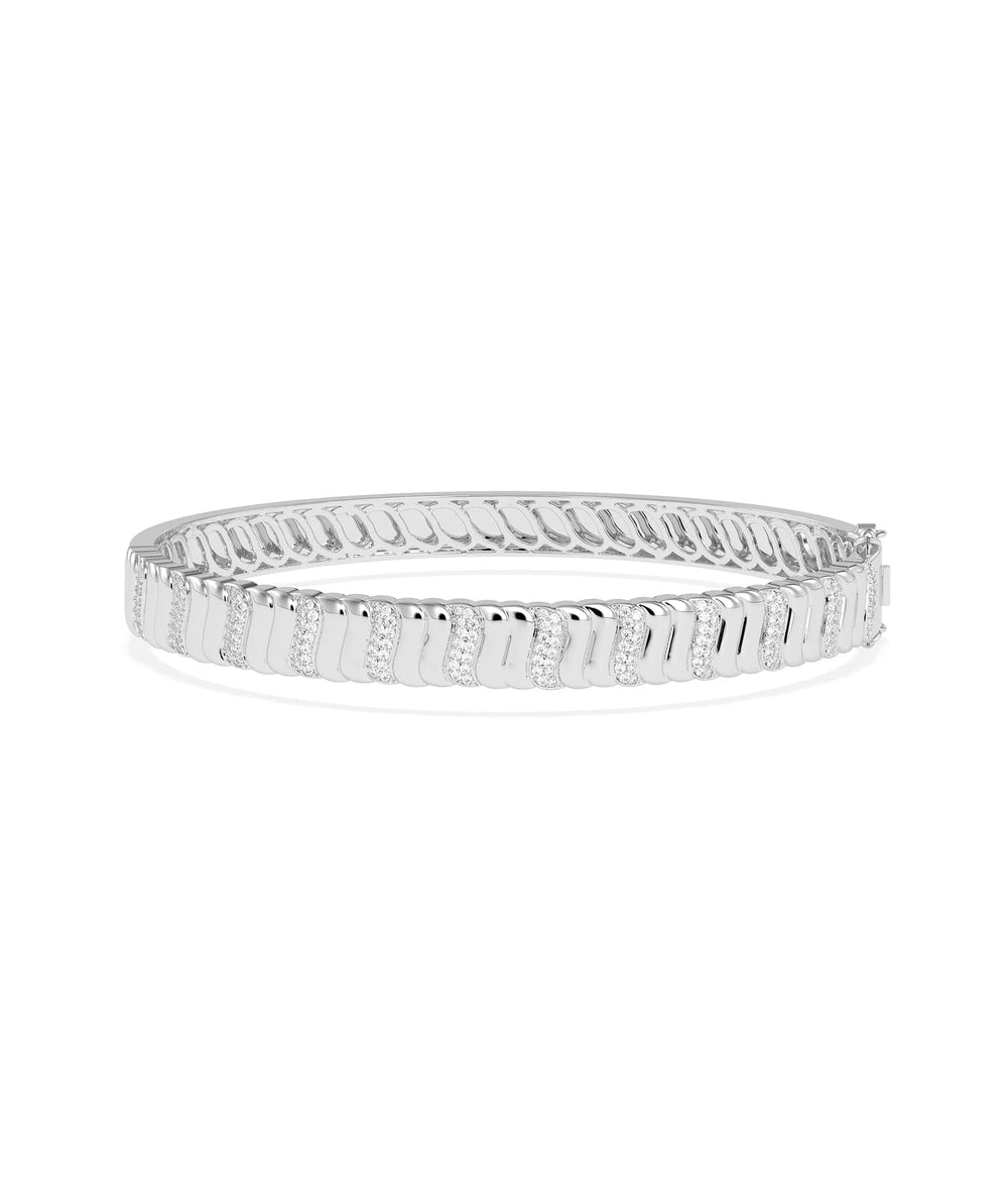 S Diamond Fluted Bangle - 79e | Everyday 14K Gold Jewelry