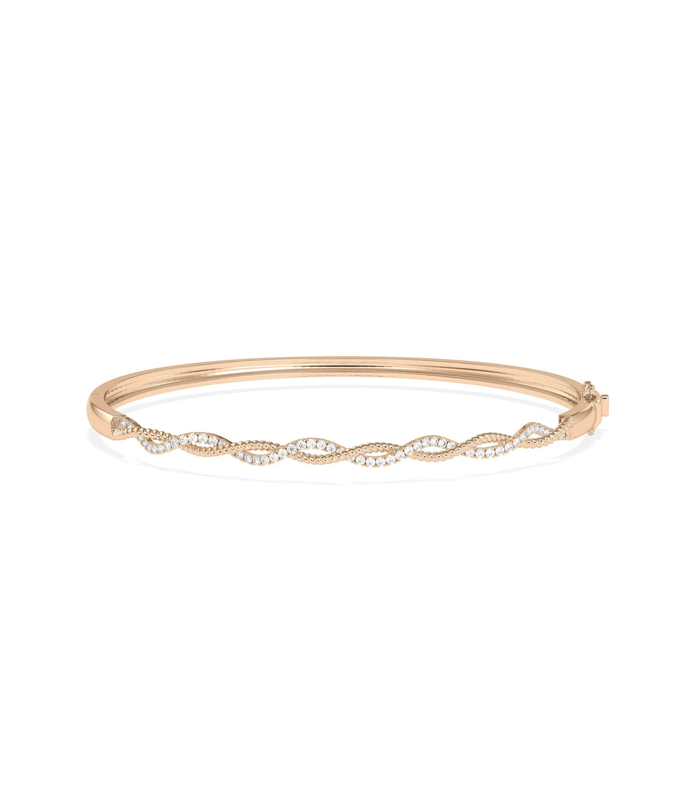 Diamond Twist Bangle - 79e | Everyday 14K Gold Jewelry