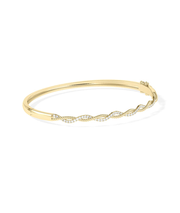 Diamond Twist Bangle - 79e | Everyday 14K Gold Jewelry alternate view