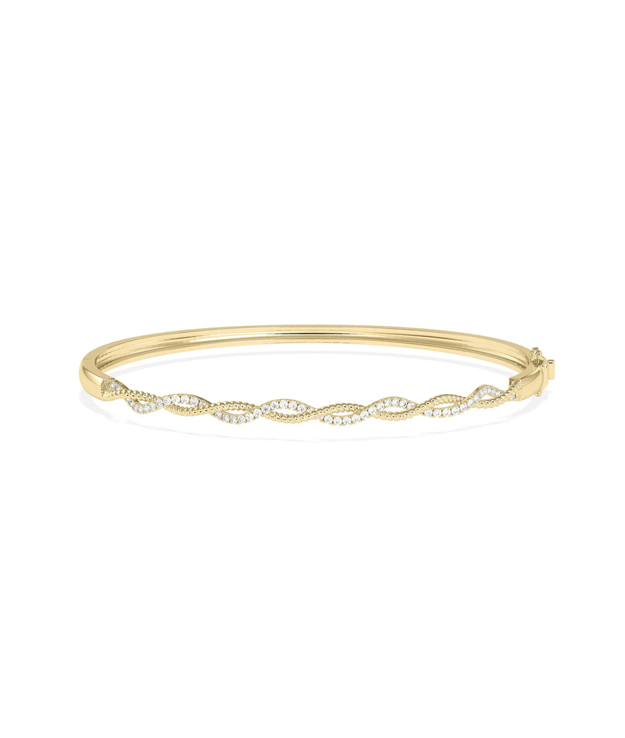Diamond Twist Bangle - 79e | Everyday 14K Gold Jewelry