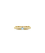 Birthstone Solitaire Fluted Band Ring - 79e | Everyday 14K Gold Jewelry