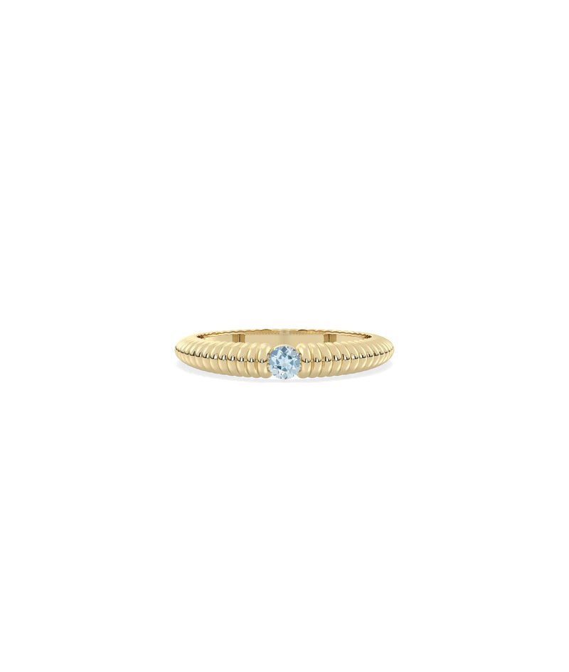 Birthstone Solitaire Fluted Band Ring - 79e | Everyday 14K Gold Jewelry