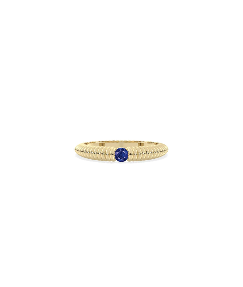 Birthstone Solitaire Fluted Band Ring - 79e | Everyday 14K Gold Jewelry