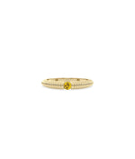 Birthstone Solitaire Fluted Band Ring - 79e | Everyday 14K Gold Jewelry