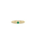 Birthstone Solitaire Fluted Band Ring - 79e | Everyday 14K Gold Jewelry