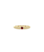 Birthstone Solitaire Fluted Band Ring - 79e | Everyday 14K Gold Jewelry