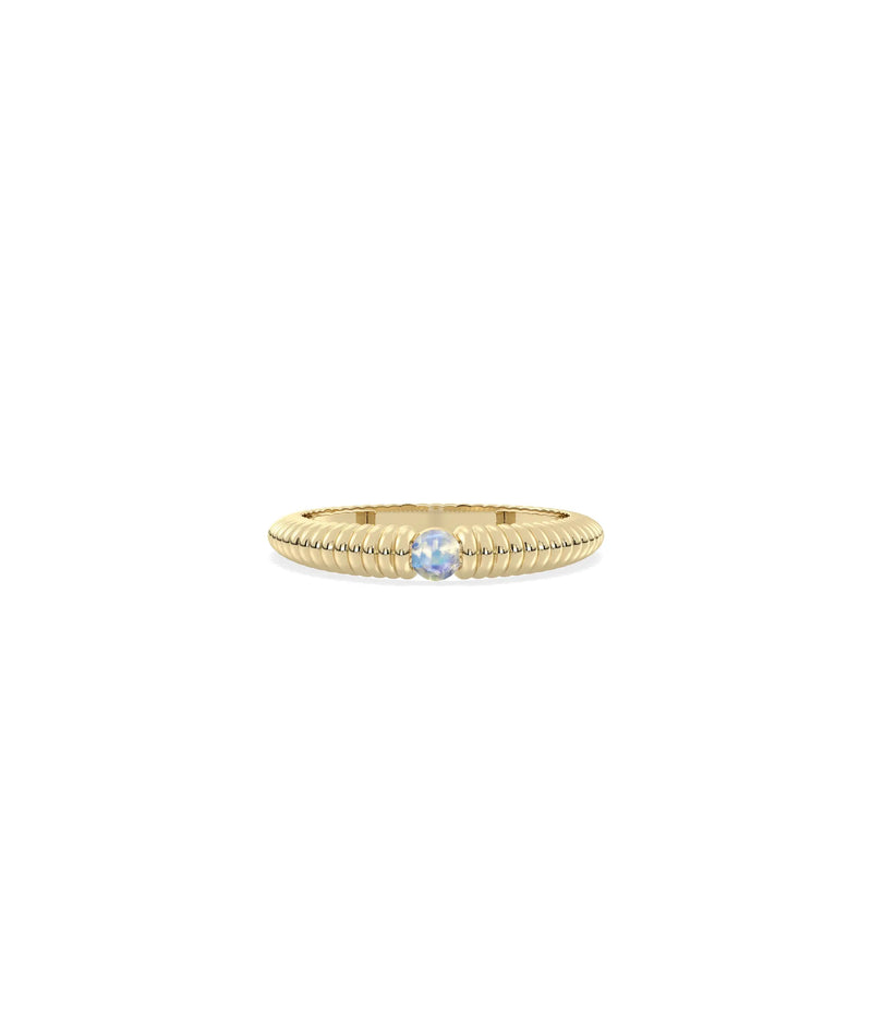 Birthstone Solitaire Fluted Band Ring - 79e | Everyday 14K Gold Jewelry