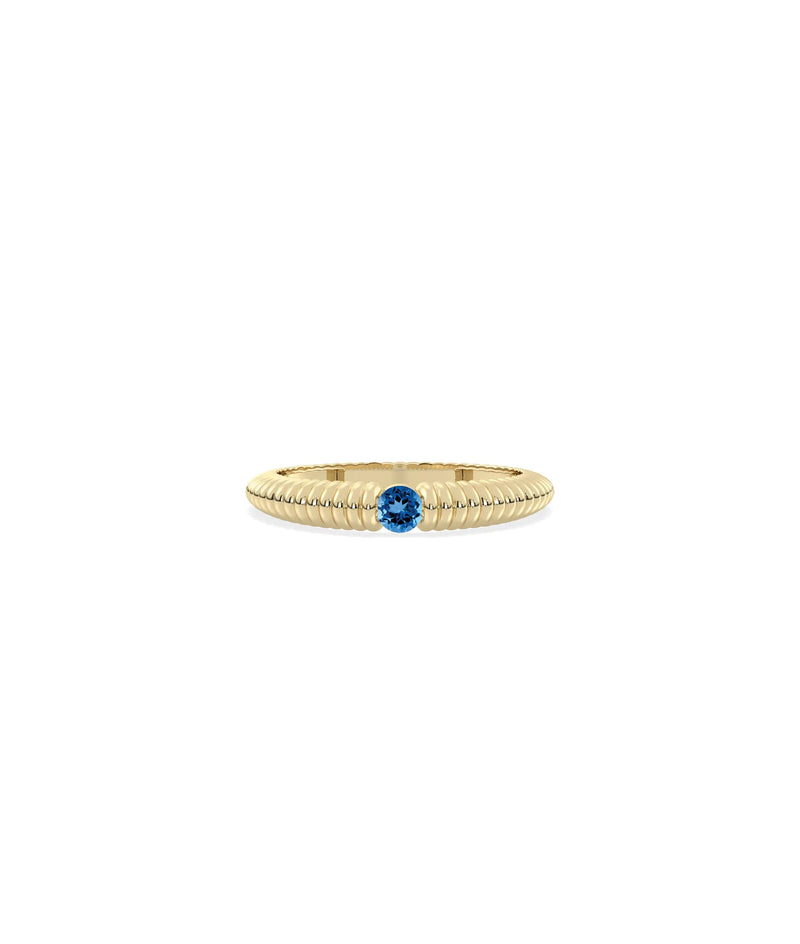 Birthstone Solitaire Fluted Band Ring - 79e | Everyday 14K Gold Jewelry