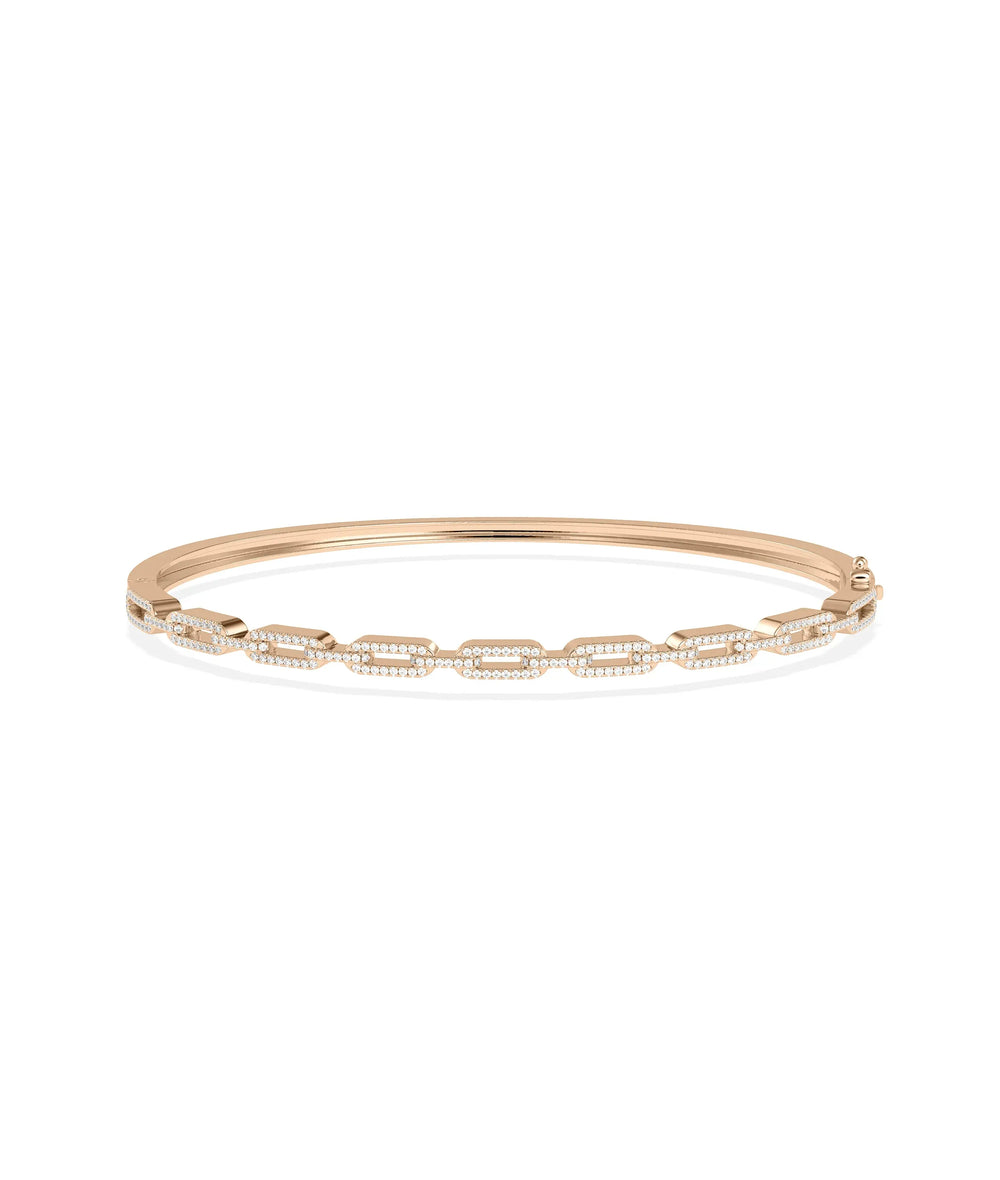Diamond Pave Link Bangle - 79e | Everyday 14K Gold Jewelry