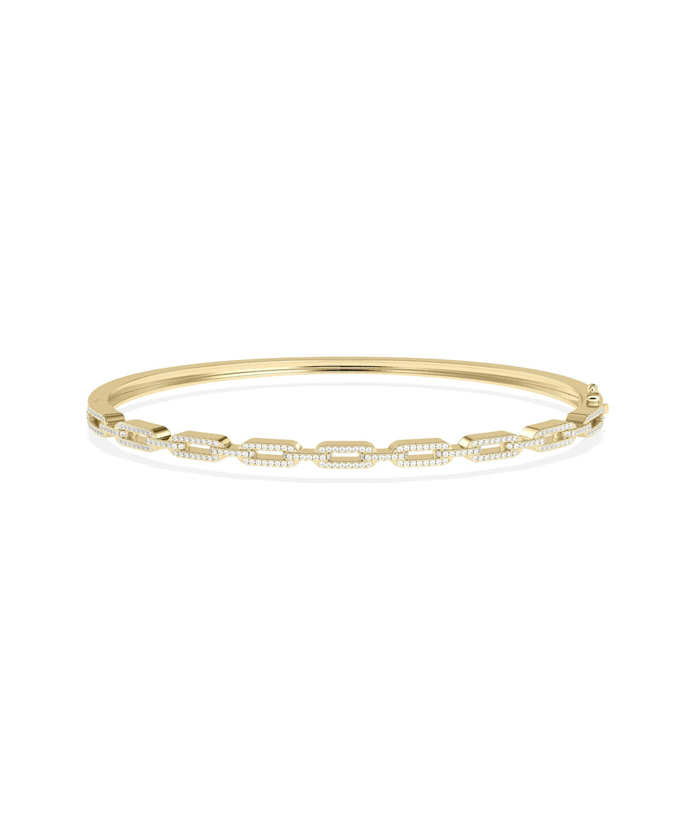 Diamond Pave Link Bangle - 79e | Everyday 14K Gold Jewelry