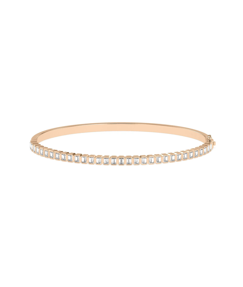 Emerald Cut Diamond Straight Link Bangle - 79e | Everyday 14K Gold Jewelry