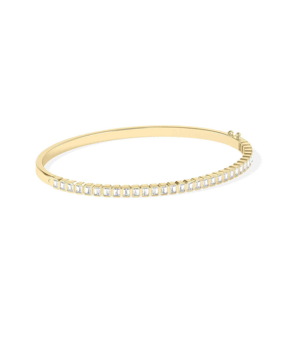 Emerald Cut Diamond Straight Link Bangle - 79e | Everyday 14K Gold Jewelry