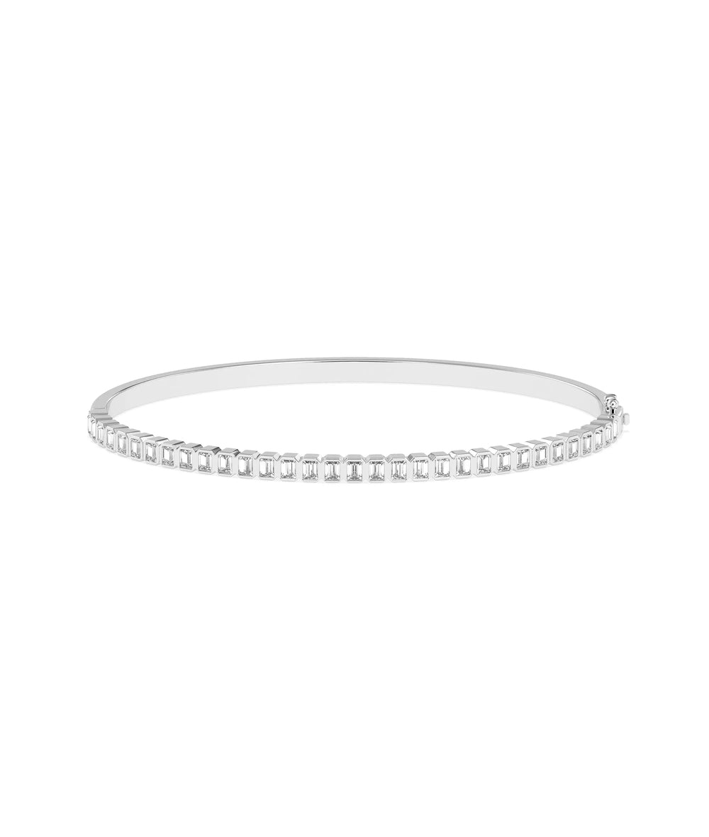 Emerald Cut Diamond Straight Link Bangle - 79e | Everyday 14K Gold Jewelry