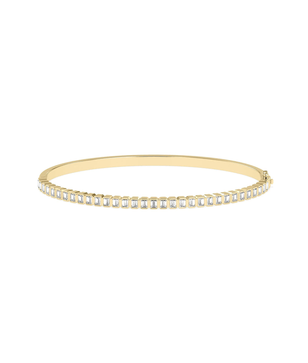 Emerald Cut Diamond Straight Link Bangle - 79e | Everyday 14K Gold Jewelry
