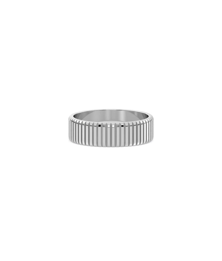 Fluted Gold Band Ring white gold with elegant architectural grooves