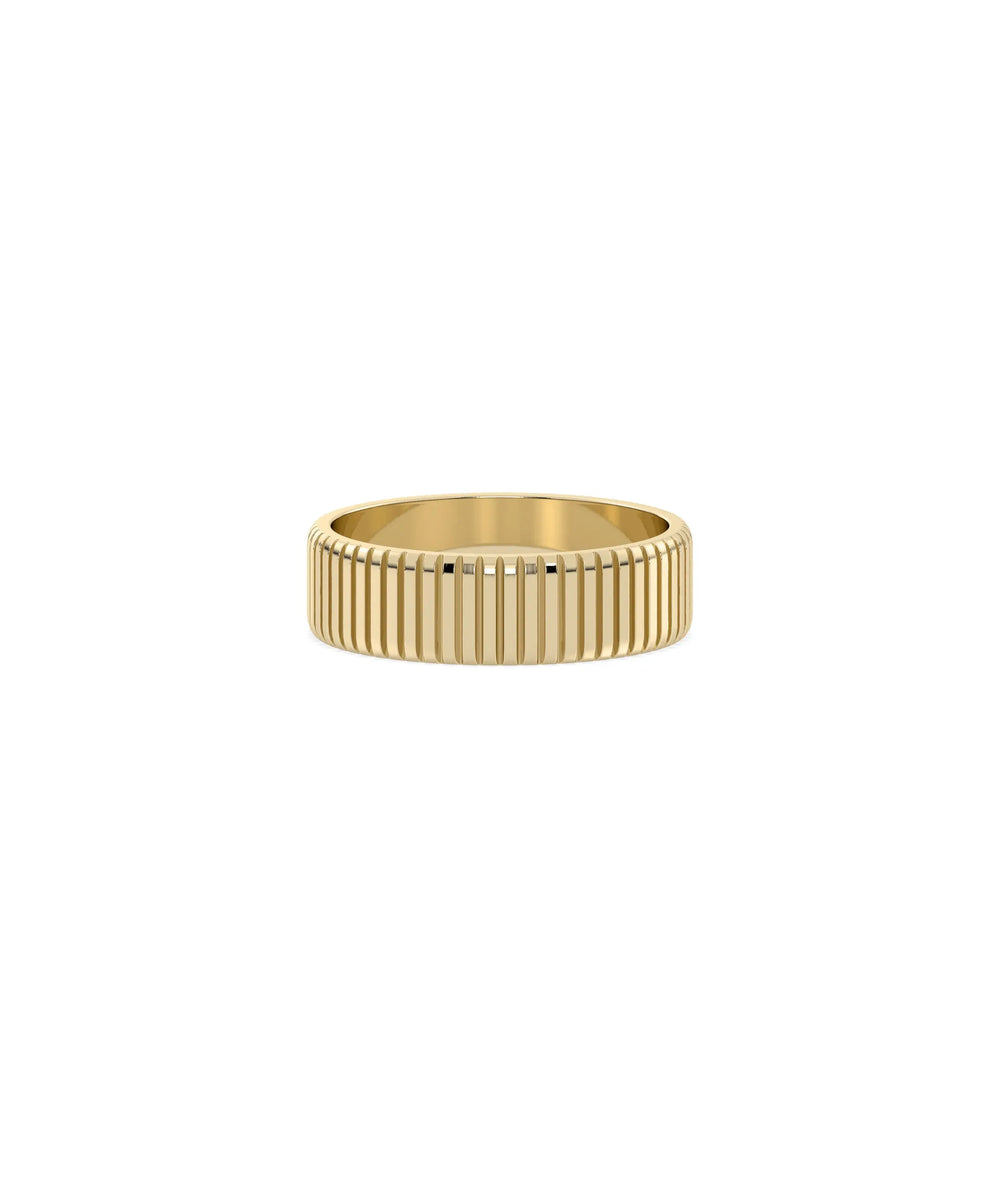 Fluted Gold Band Ring yellow gold showcasing distinctive textured groove design