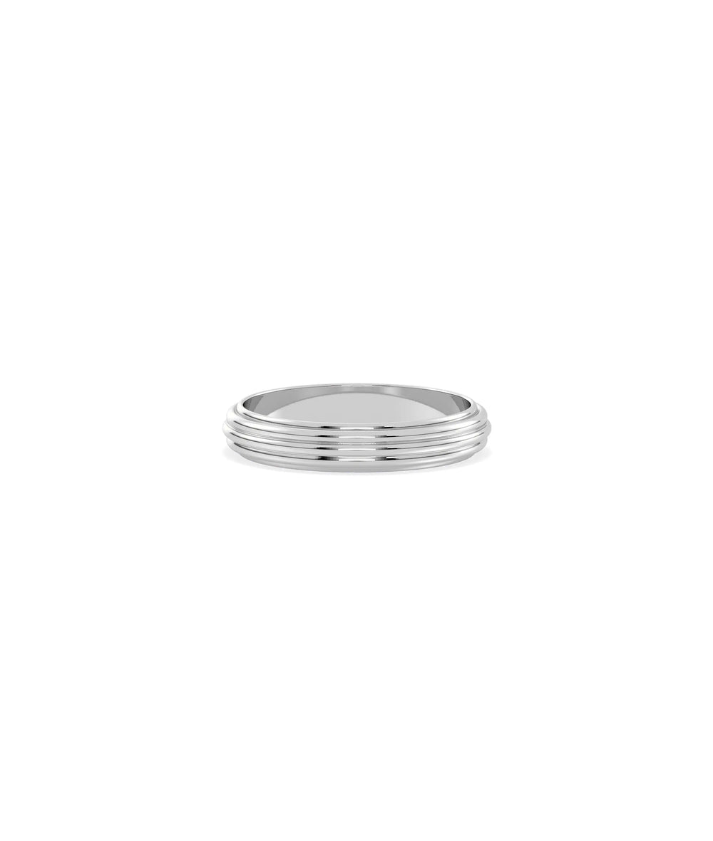 White gold Fluted Step Gold Band Ring featuring classical fluted grooves and step layers