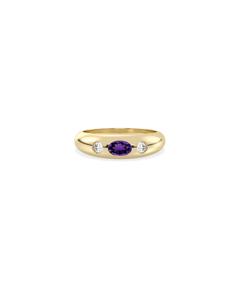 Birthstone Bezel Set and Diamond Band Ring - 79e | Everyday 14K Gold Jewelry