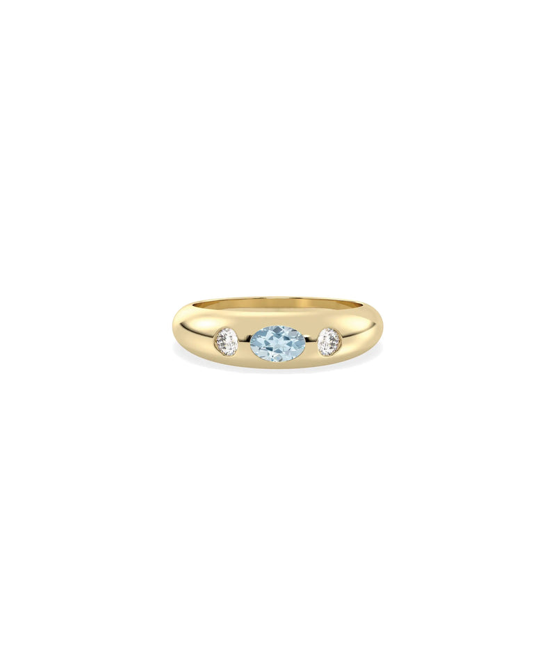 Birthstone Bezel Set and Diamond Band Ring - 79e | Everyday 14K Gold Jewelry