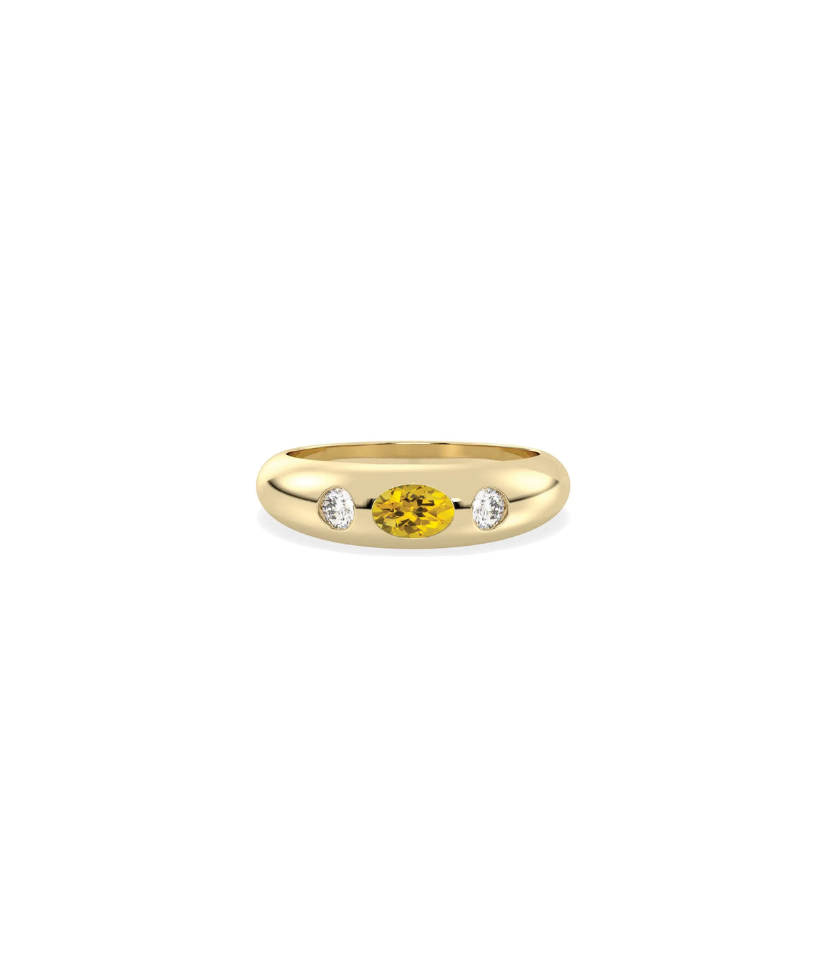 Birthstone Bezel Set and Diamond Band Ring - 79e | Everyday 14K Gold Jewelry
