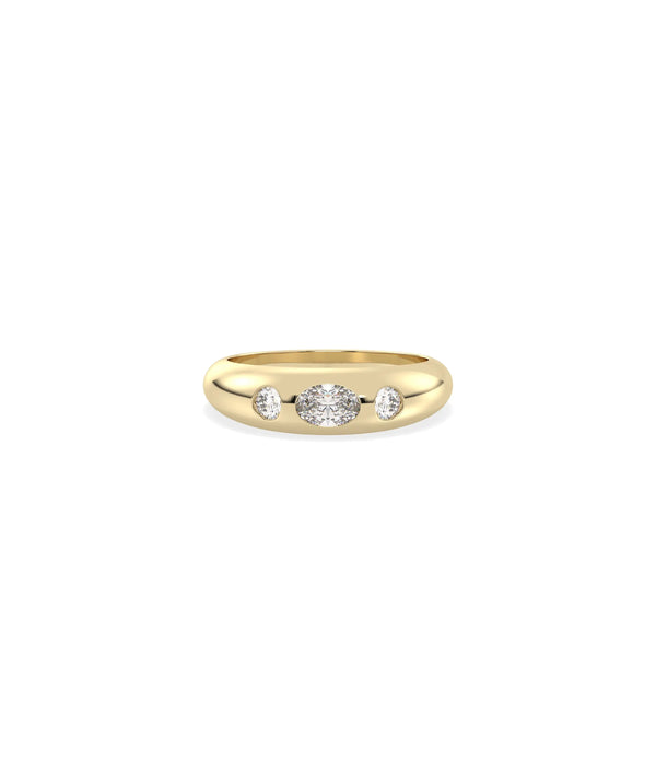 Birthstone Bezel Set and Diamond Band Ring - 79e | Everyday 14K Gold Jewelry