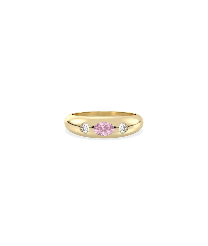 Birthstone Bezel Set and Diamond Band Ring - 79e | Everyday 14K Gold Jewelry