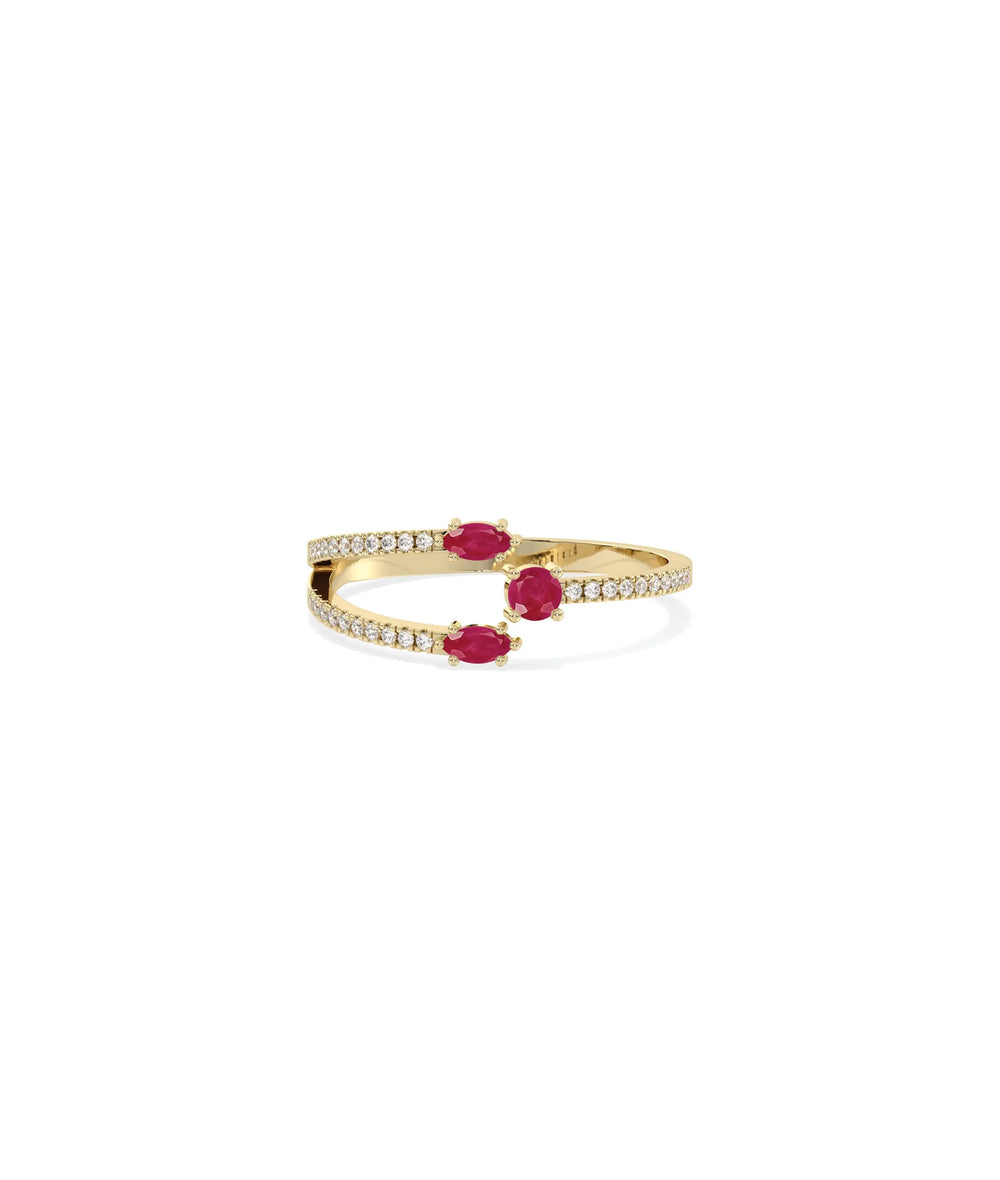 3 Stone Birthstone and Diamond Ring - 79e | Everyday 14K Gold Jewelry