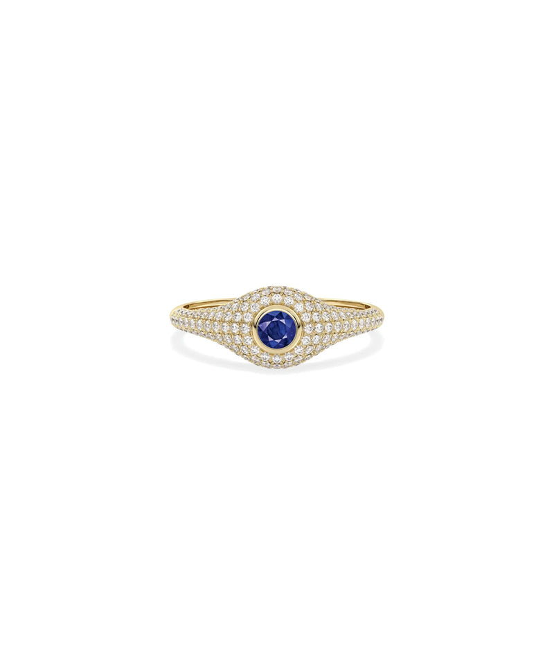 Birthstone Solitaire and Diamond Pave Band Ring - 79e | Everyday 14K Gold Jewelry